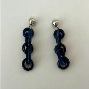 Blue and Silver Chain Link Earrings